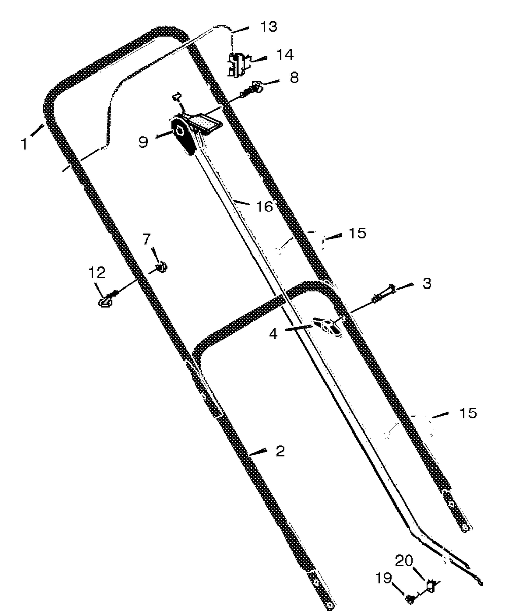 Handle Assembly Diagram and Parts List for 22535X92A 1997 Briggs and Stratton Lawn Mower